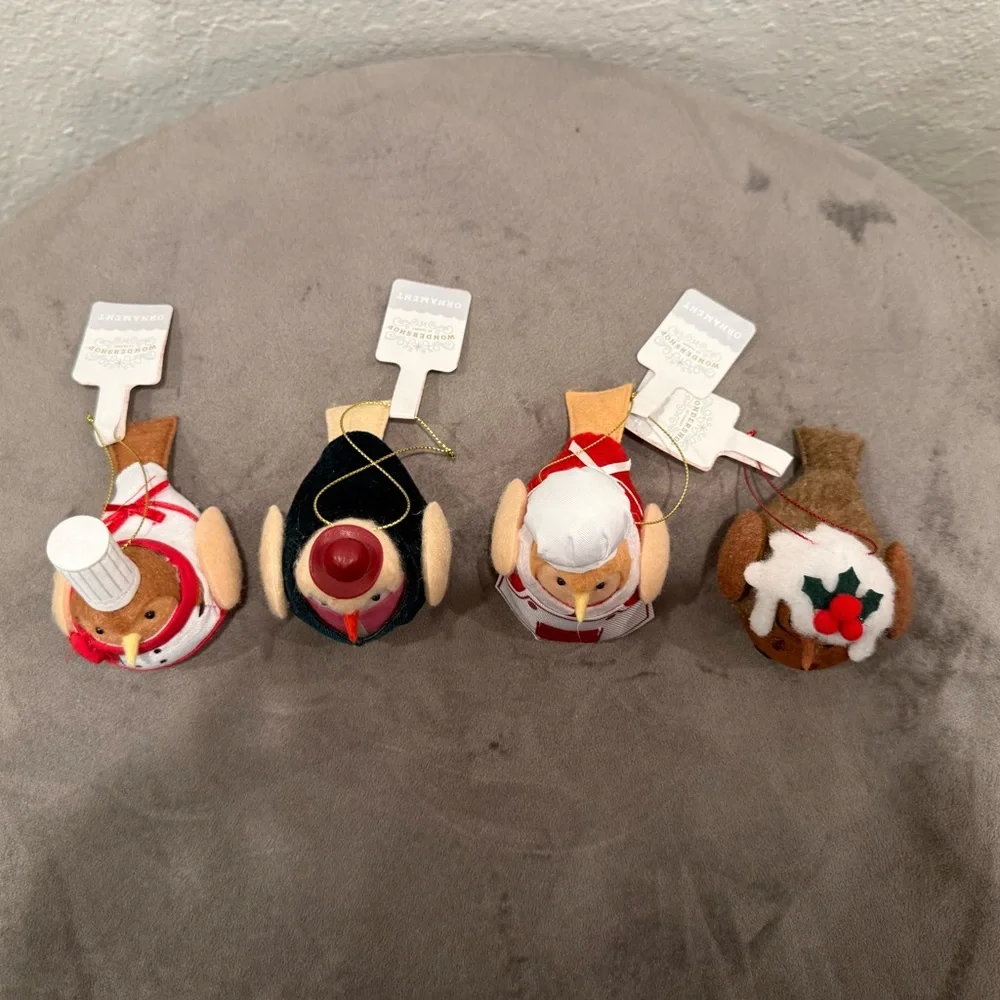 New Christmas Featherly Friends™ Fabric Bird Ornaments Wondershop™/ Set of 4